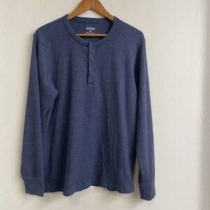 Rhone Henley Shirts Mens Size Large Navy Blue Long Sleeve Waffle Knit Thermal